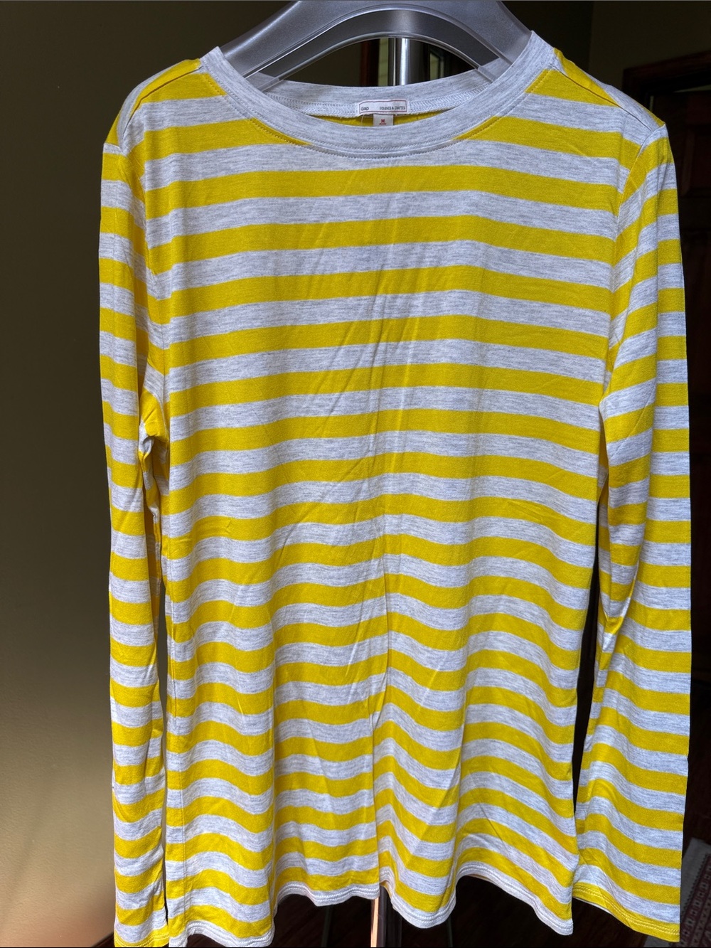 GAP Yellow and White Striped Long Sleeve Tee